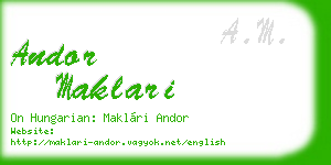 andor maklari business card